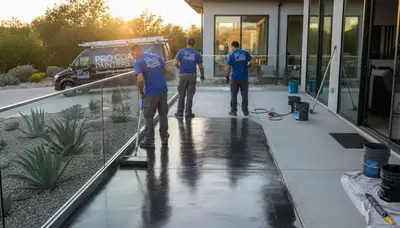 Professional concrete staining on a residential patio in Denver, CO for durable, weather-resistant finish