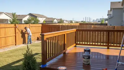 Professional deck and fence staining in Commerce City, CO protecting outdoor wood from Denver weather