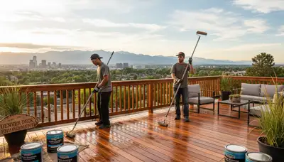 Professional deck staining in Denver, CO enhancing wood color and UV protection for outdoor decks