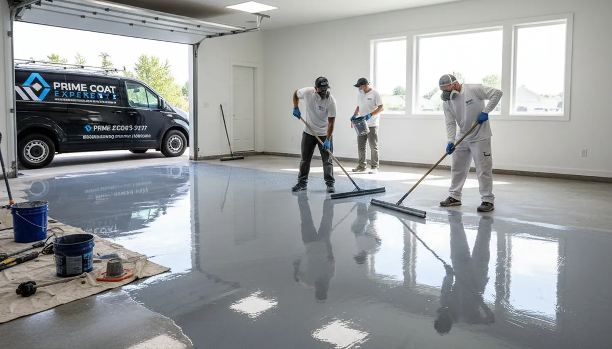 Professional epoxy garage floor coating in Denver, CO with durable, glossy finish