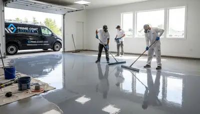 Professional epoxy garage floor coating in Denver, CO with durable, glossy finish
