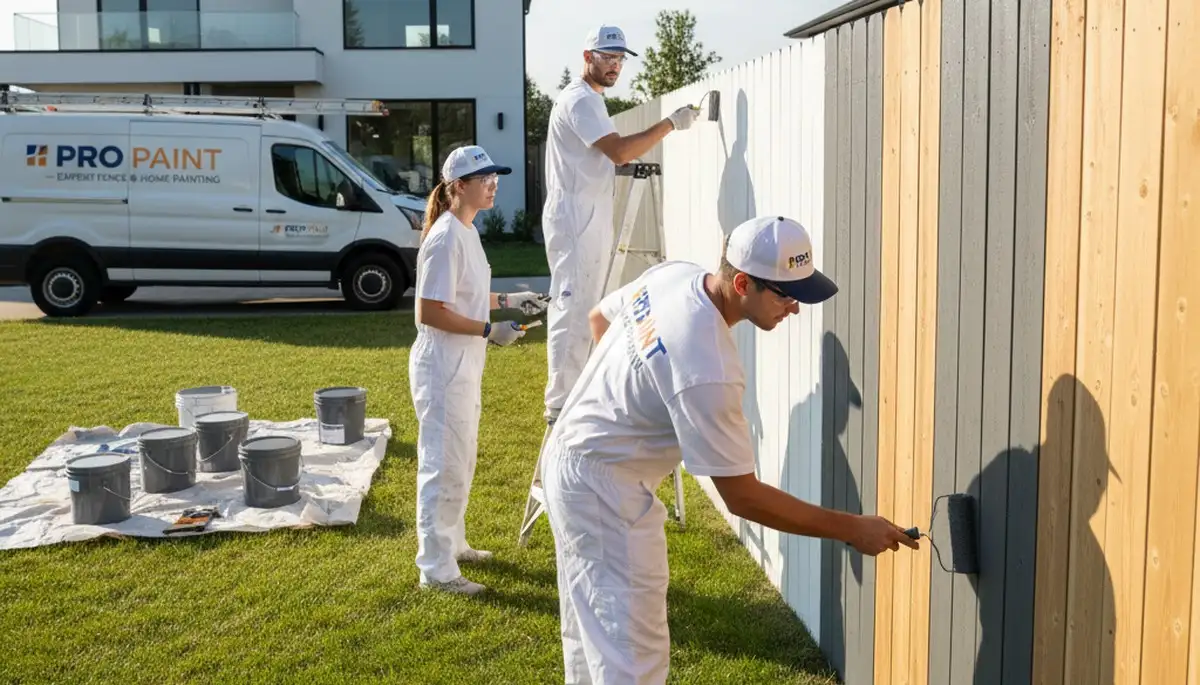 Professional fence painting in Denver, CO by expert house painters protecting wood from sun and weather