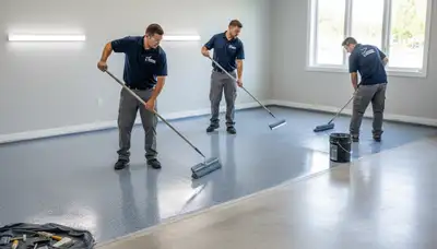 Epoxy garage floor coating in Denver CO by professional painters for durable, moisture-resistant finish