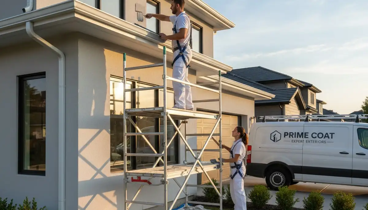 Professional gutter painting on a Denver CO home by expert house painters protecting against weather damage