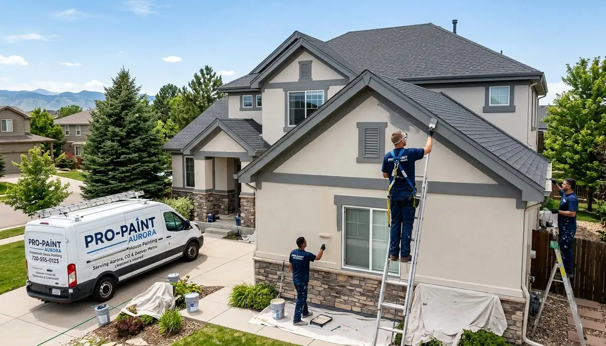 Professional house painters working on residential exterior in Denver, CO