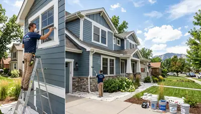 Professional house painters working on exterior home repaint in Denver, CO
