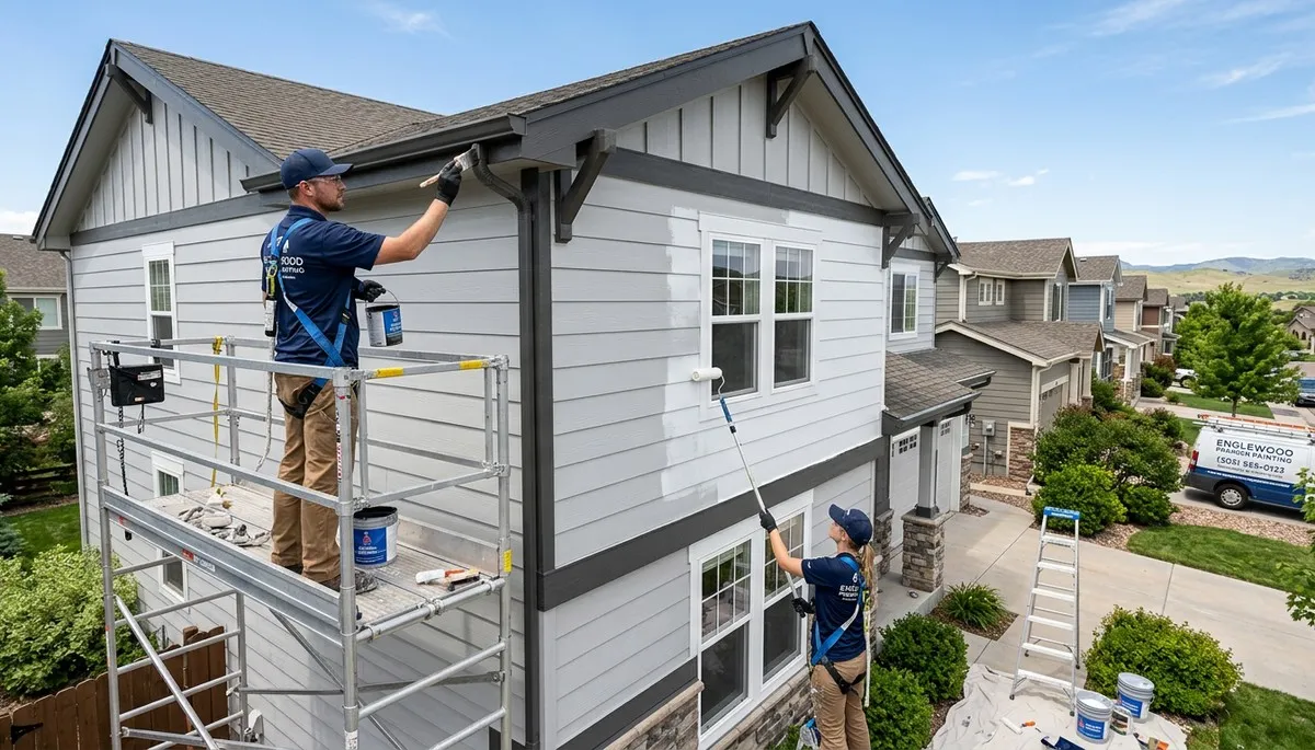 Professional house painters refinishing home exterior in Denver, CO