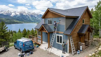 Professional house painters working on residential exterior in Denver, CO