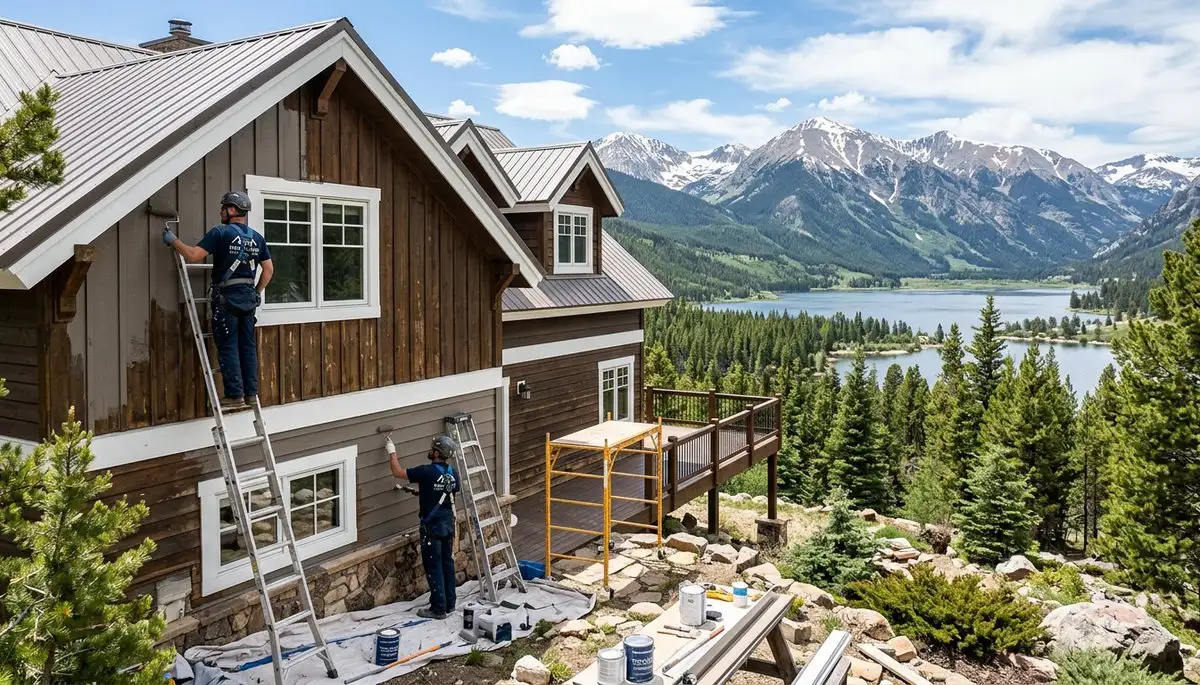 Professional house painters working on residential exterior in Denver, CO