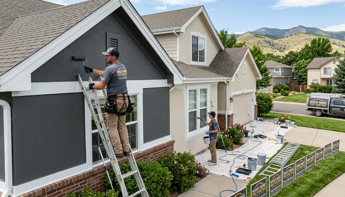 Professional house painters finishing exterior home in Denver, CO