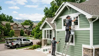 Professional house painters working on residential exterior in Denver, CO