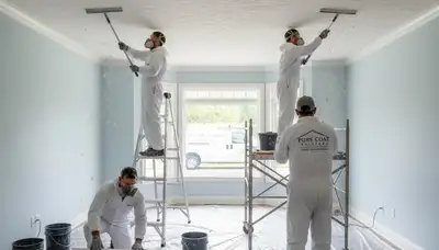 Professional popcorn ceiling removal in Denver, CO home interior by expert painters
