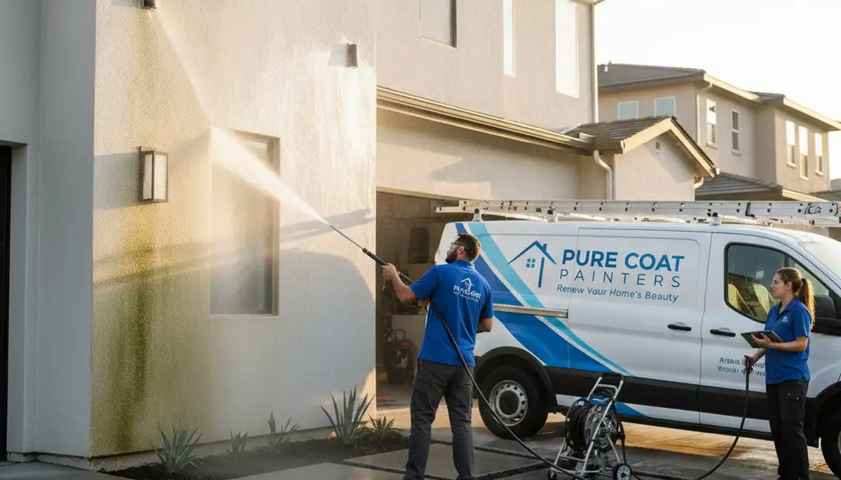 Professional pressure washing a Denver, CO home exterior for clean siding and improved curb appeal