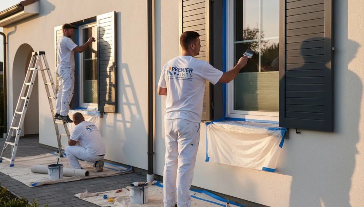 Professional shutter painting and refinishing on a Denver, CO home exterior