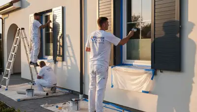 Professional shutter painting and refinishing on a Denver, CO home exterior