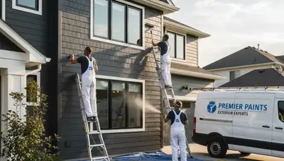 Professional siding painting on Denver CO home exterior by expert house painters