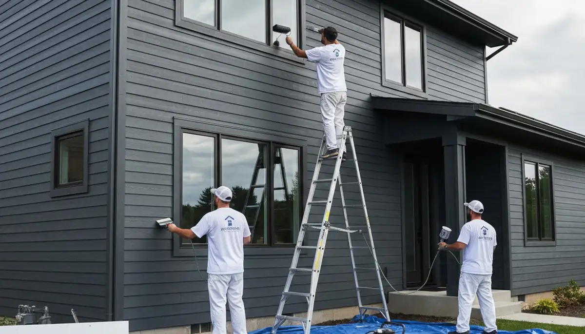 Professional siding painting on Denver, CO home by expert house painters using durable exterior coatings