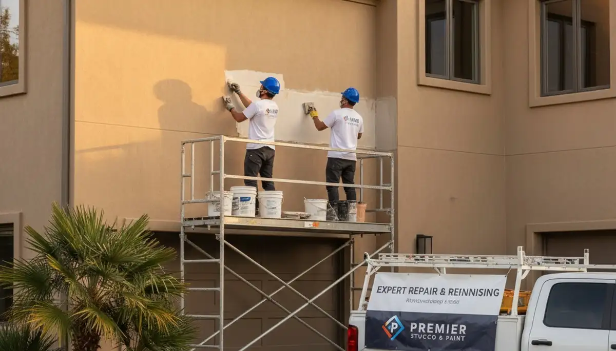 Professional stucco repair on Denver CO home exterior restoring cracked siding and curb appeal