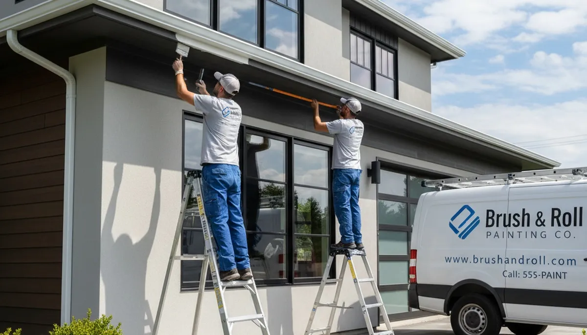 Professional trim and fascia painting on Denver CO home by expert house painters