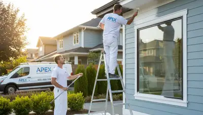 Professional trim and fascia painting on Denver CO home exterior by expert house painters